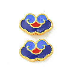 Medium Blue Alloy Enamel Pendants, Auspicious Clouds, Golden, Medium Blue, 8x12x3mm, Hole: 1.8mm