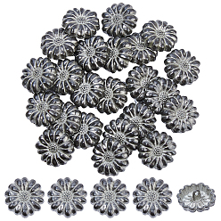 Античное Серебро 24 шт. 1-образные пуговицы в тибетском стиле из сплава с ножкой, цветок, античное серебро, 22x9 мм, отверстие : 2 мм