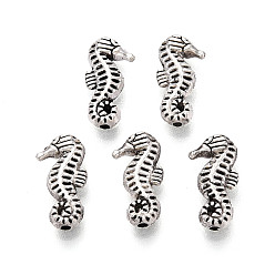 Античное Серебро Сплавочные овальные бусины тибетского стиля , морской конек, античное серебро, 15x7x3.5 мм, отверстие : 1.2~1.4 мм, Около 1234 шт / 1000 г