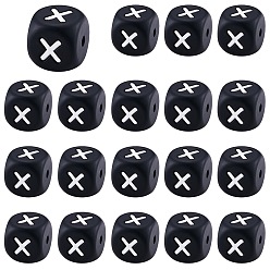 Letter X 20Pcs Black Cube Letter Silicone Beads 12x12x12mm Square Dice Alphabet Beads with 2mm Hole Spacer Loose Letter Beads for Bracelet Necklace Jewelry Making, Letter.X, 12mm, Hole: 2mm