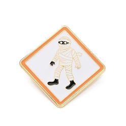 Белый Эмалевые булавки для мумии, булавки для лацканов из сплава для одежды рюкзака, ромб, белые, 38x38 мм