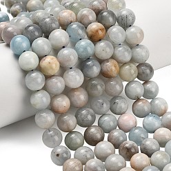 Аквамарин Природные Аквамарин бисер нитей, круглые, сгладить, 9.5~10 мм, отверстие : 1 мм, около 38~39 шт / нитка, 14.96''~15.20'' (38~38.6 см)