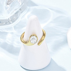 Настоящее золото 18K 304 открытые кольца из нержавеющей стали для стеклянных манжет, ионное покрытие (ip), реальный 18 k позолоченный, размер США 8 1/2 (18.5 мм)