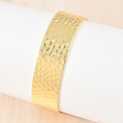 Real 18K Gold Plated 15.5MM Brass Textured Open Cuff Bangles for Women, Rack Plating, Long-Lasting Plated, Cadmium Free & Lead Free, Real 18K Gold Plated, Inner Diameter: 2.05x1.83 inch(5.2x4.65cm)