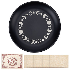 Луна 1 сумка с маятниковой доской из нержавеющей стали, биолокация гадальная доска, для колдовства принадлежности для викканского алтаря, с бумажной карточкой, плоско-круглые, Луна и звезды, 140 мм