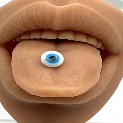 Белый Акрил от сглаза с кольцами для языка из нержавеющей стали, цвет нержавеющей стали, белые, 12 мм, штифты : 1.6 мм