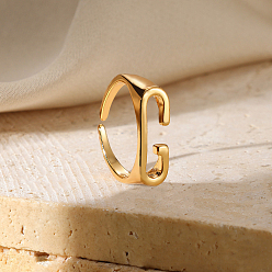 Letter G Регулируемые открытые манжеты из сплава, реальный 18 k позолоченный, Буква G, внутренний диаметр: регулируемый