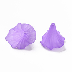 Purple Transparent Acrylic Beads, Calla Lily, Frosted, Purple, 40.5x33x35mm, Hole: 1.8mm, about 135pcs/500g