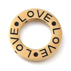 Золотой 304 подвески из нержавеющей стали, круглое кольцо со словом любовь, золотые, 24.5x24.5x3 мм, отверстие : 1.8 мм