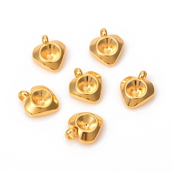 Golden 201 Stainless Steel Pendant Rhinestone Settings, for Pointed Back Rivoli Rhinestone, Heart, Golden, Fit for 4mm rhinestone, 9x7.8x2mm, Hole: 1.6mm