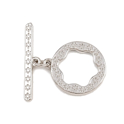 Платина Плоские круглые латунные застежки-тоглы, без кадмия и без свинца, долговечный, платина, 4.5~16x14~20.5x1.5 мм, отверстие : 1 мм