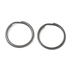 Черный Цвет Металла Железа отделились брелоки, кольца прыжок двойной петли, стойки покрытие, металлический черный , 25~25.5x2.5 мм, внутренний диаметр: 21.5~22 мм