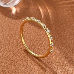 Настоящее золото 18K Кольца из латуни с микропаве, прозрачные кольца с кубическим цирконием, без кадмия и без свинца, реальный 18 k позолоченный, 1.5 мм, внутренний диаметр: 18 мм