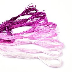 Magenta Real Silk Embroidery Threads, Friendship Bracelets String, 8 Colors, Gradient color, Magenta, 1mm, 20m/bundle, 8 bundles/set