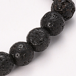 Lava Rock Natural Lava Rock Beaded Stretch Bracelets, Round, 2-1/8 inch(55mm), Bead: 8~9mm