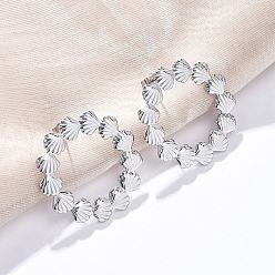 Нержавеющая Сталь Цвет 304 серьги-гвоздики из нержавеющей стали для женщин, формы раковины, цвет нержавеющей стали, 34.5x35 мм