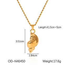 Shell Shape 304 кулон ожерелья из нержавеющей стали горный хрусталь, золотые, формы раковины, 16.34 дюйм (41.5 см)