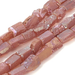 (966) Внутренний цвет Кристалл / Лиловато-лиловый на подкладке Гальванические природный кристалл кварца бусы пряди, самородки, с покрытием цвета радуги, 13~17x7~16x7~16 мм, отверстие : 1.2 мм, около 27 шт / нитка, 15.16 дюйм (38.5 см)