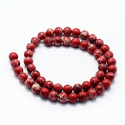 Red Synthetic Imperial Jasper Beads Strands, Dyed, Round, Red, 4mm, Hole: 0.6mm, about 95pcs/strand, 14.76 inch(37.5cm)