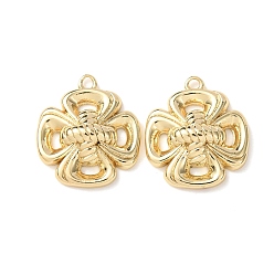 Настоящее золото 18K Латунные подвески, клевер амулеты, долговечный, реальный 18 k позолоченный, 17x15x4.2 мм, отверстие : 1.5 мм