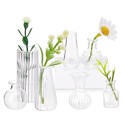 Прозрачный 7шт. 7 стили стеклянных ваз, миниатюрных цветочных горшков, украшений, Аксессуары для микроландшафтного сада для кукольного домика, притворяющиеся опорными украшениями, прозрачные, 14.5~50.5x19.5~33 мм, внутренний диаметр: 5.5~16 мм, 1 шт / стиль
