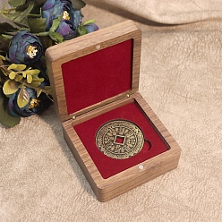 Red Wooden Badge Package Magnetic Boxes, Medal Storage Boxes, Square, Red, 8x8x4cm