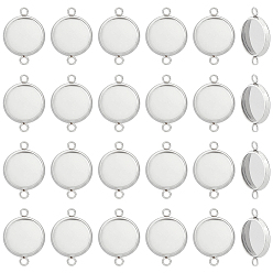 Нержавеющая Сталь Цвет 80 шт. 304 Настройки для коннектора кабошона из нержавеющей стали, чашки безель с краями, плоско-круглые, цвет нержавеющей стали, лоток : 14 мм, 21.5x16x2 мм, отверстие : 2 мм