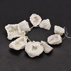 Blanco Nuggets druzy naturales de cristal de cuarzo geoda hebras de cuentas, blanco, 38~55x48~68x18~25 mm, agujero: 1 mm, sobre 9 unidades / cadena, 10.5 pulgada