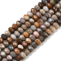 Гобийский агат Натуральные нити бусин агата, граненые, рондель, 8x5 мм, отверстие : 1 мм, около 72 шт / нитка, 14.96 дюйм (38 см)