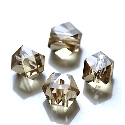 Gold Imitation Austrian Crystal Beads, Grade AAA, Faceted, Cornerless Cube Beads, Gold, 4x4x4mm, Hole: 0.7~0.9mm