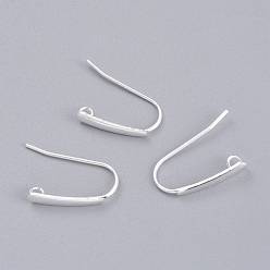 Серебро 304 нержавеющей стали серьги крюков, с горизонтальной петлей, плоская ушная проволока, серебряные, 18.5x13.5x3.5 мм, отверстие : 1.5 мм, 20 датчик, штифты : 0.8 мм