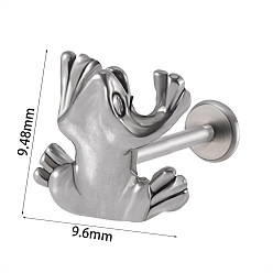 Лягушка 304 безрезьбовая серьга-гвоздик из нержавеющей стали, козелок шпилька, плоская серьга сзади, цвет нержавеющей стали, лягушка, 8 мм, штифты : 1.2 мм