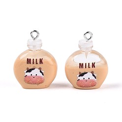 Мокасин Печатные подвески из непрозрачной смолы, молочный шарм, с платиново-железными петлями, мокасин, 25.5~26x19.5~20x9~9.5 мм, отверстие : 2 мм