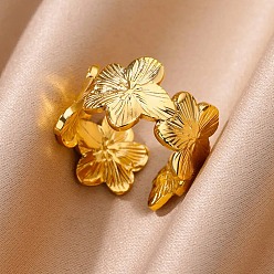 Цветок 304 регулируемые открытые манжеты из нержавеющей стали для женщин, реальный 18 k позолоченный, цветок, 13 мм