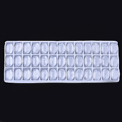 Claro Cabochons de cristal transparente, oval, Claro, 35x25x6 mm, Sobre 468 unidades / caja