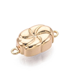 Настоящее золото 18K Латунные магнитные застежки, овал со спиральным вихрем, реальный 18 k позолоченный, 16x8x5 мм, отверстие : 1.2 мм