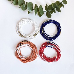 (52) Непрозрачная лаванда 4 шт 4 цвета бохо регулируемые стеклянные бисерные цепочки на талию набор для женщин, разноцветные, 1300 мм, 1 шт / цвет