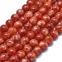 Темно-Красный Натуральный Malaysia нефритовые бусы пряди, окрашенная и подогревом, круглые, темно-красный, 10 мм, отверстие : 1.2 мм, около 39 шт / нитка, 14.96 дюйм (38 см)