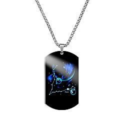 Pisces Non-Tarnish Stainless Steel Constellation Tag Pendant Necklace with Box Chains, Pisces, 23.62 inch(60cm)