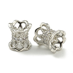 Платина Стойки обшивки латунь микро проложить кубического циркония бусы, долговечный, без свинца и без кадмия, корона, платина, 8x8 мм, отверстие : 4 мм