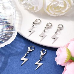 Платиновый & Цвет Нержавейки Молния 201 подвесные украшения из нержавеющей стали, с цинковым сплавом застежками омаров коготь, платины и нержавеющая сталь цвет, 30.5 мм