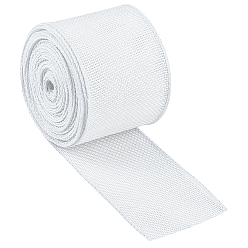 White Polyester Imitation Burlap  Ribbon, None Pattern, Flat, White, 2-1/2 inch(63mm), about 10.94 Yards(10m)/Roll