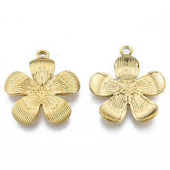 Настоящее золото 18K Ионное покрытие (ip) 304 подвески из нержавеющей стали, цветок, реальный 18 k позолоченный, 27x24.5x3 мм, отверстие : 1.8 мм