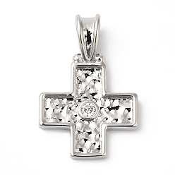 Платина Стойка металлическая латунная микропрофилированная кубическая циркония подвески, долговечный, без свинца и без кадмия, крестик, платина, 24x16x5 мм, отверстие : 5.5x3 мм