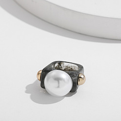 Серый Милые кольца из смолы и пластика, для девочек, геометрические фигуры, серые, внутренний диаметр: 17 мм