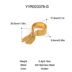 Золотой 304 из нержавеющей стали манжеты кольца, кольца с кисточками для женщин, золотые, внутренний диаметр: 17.8 мм