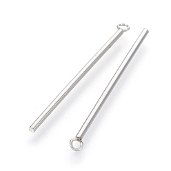 Нержавеющая Сталь Цвет Устойчивые к потускнению 202 подвески из нержавеющей стали, бар, цвет нержавеющей стали, 38x1.5 мм, отверстие : 1.5 мм