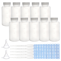 White 10Pcs Plastic Bottle, with Screw Cover & 4Pcs Funnel Hopper & 10Pcs Pipettes, Column, White, 5.6x11.8cm, Capacity: 200ml(6.76 fl. oz)