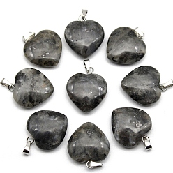 Larvikite Кулон из натурального ларвикита, сердцевидная, 20 мм