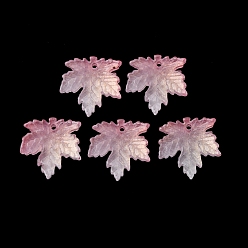 Фламинго Подвесной светильник из двухцветного прозрачного стекла, кленового листа, с блеском порошок, фламинго, 16x16x4 мм, отверстие : 1.2 мм